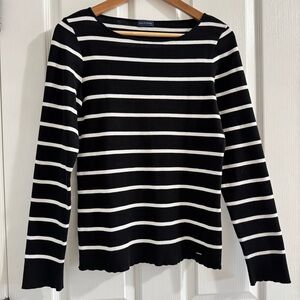 Paul & Shark Black and White Striped Long Sleeve Top